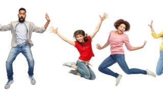 Happy students jumping in the air
